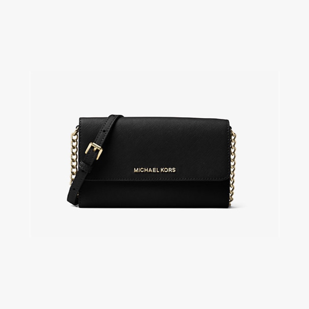 Michael Kors Jet Set Travel Saffiano Leather Smartphone Chain Wallet Crossbody